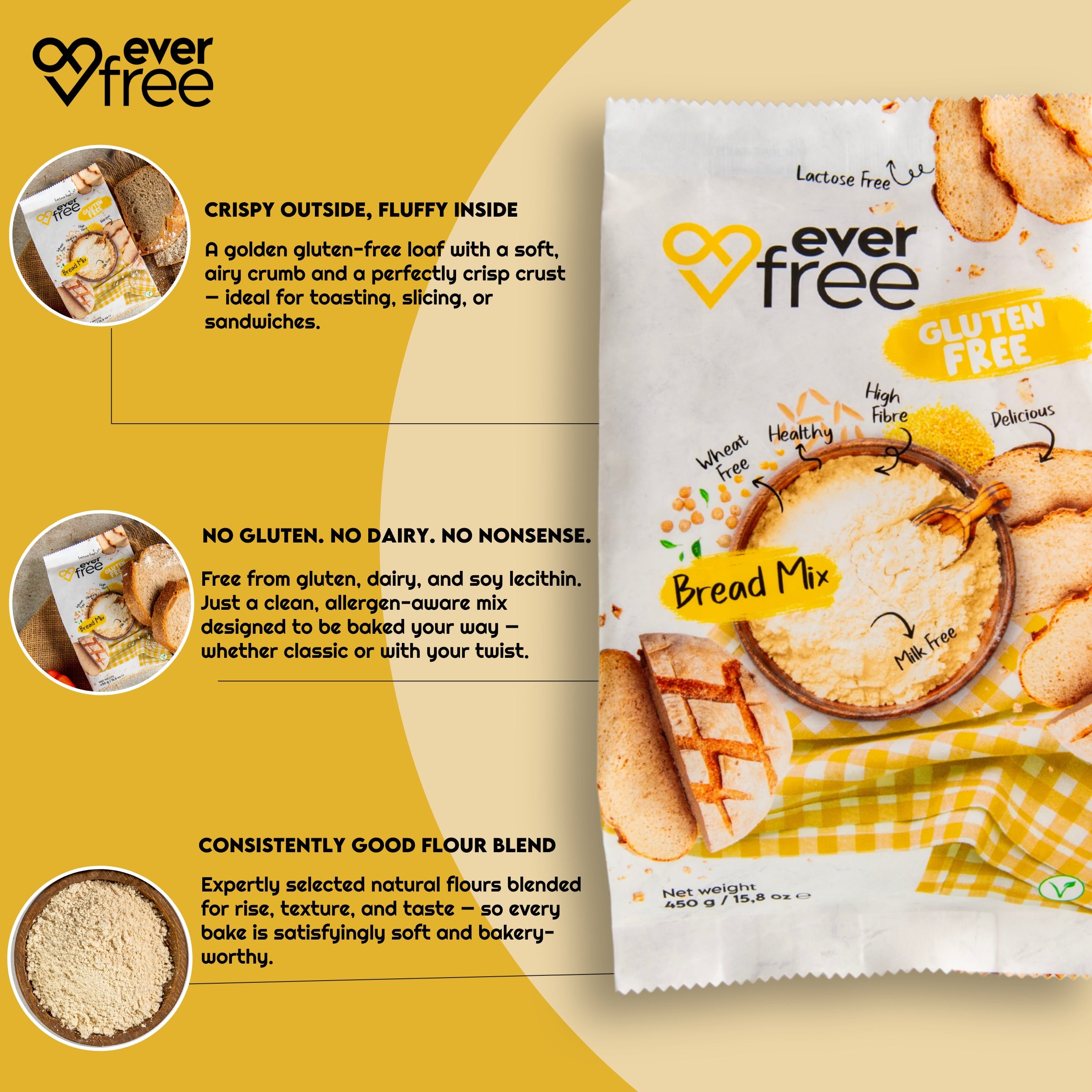 EverFree Gluten Free Bread Mix 450g - Pack of 3