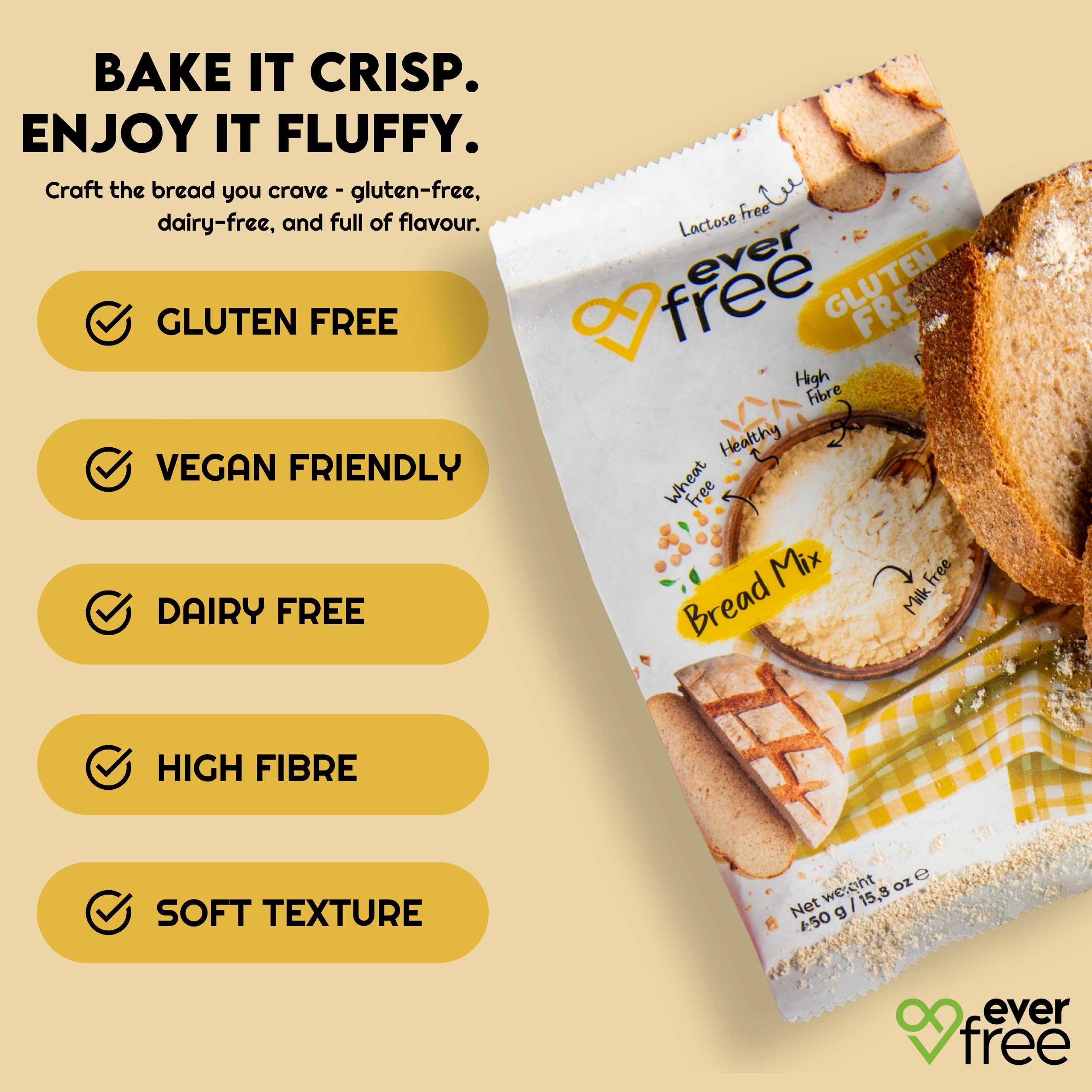 EverFree Gluten Free Bread Mix 450g - Pack of 3