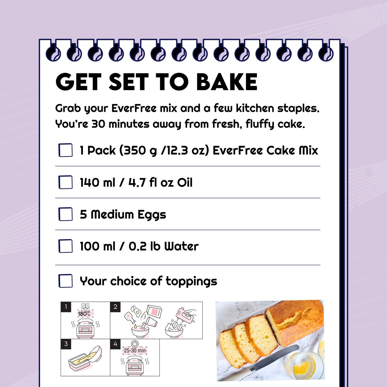 EverFree Gluten Free Cake Mix 350g - Pack of 3