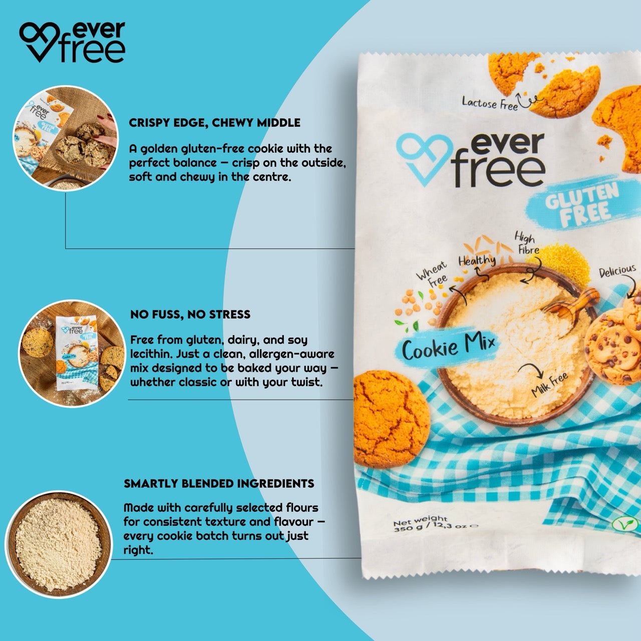 EverFree Gluten Free Cookie Mix 350g - Pack of 3