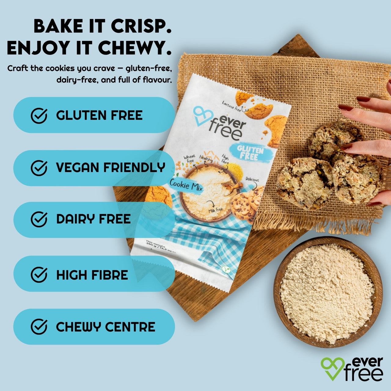 EverFree Gluten Free Cookie Mix 350g - Pack of 3