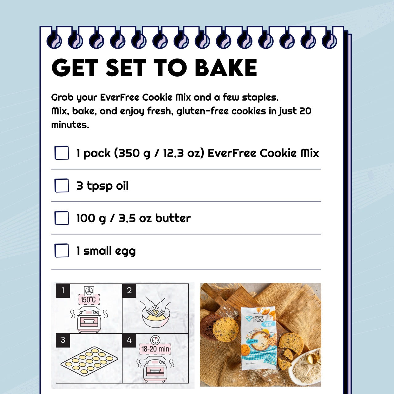 EverFree Gluten Free Cookie Mix 350g - Pack of 3