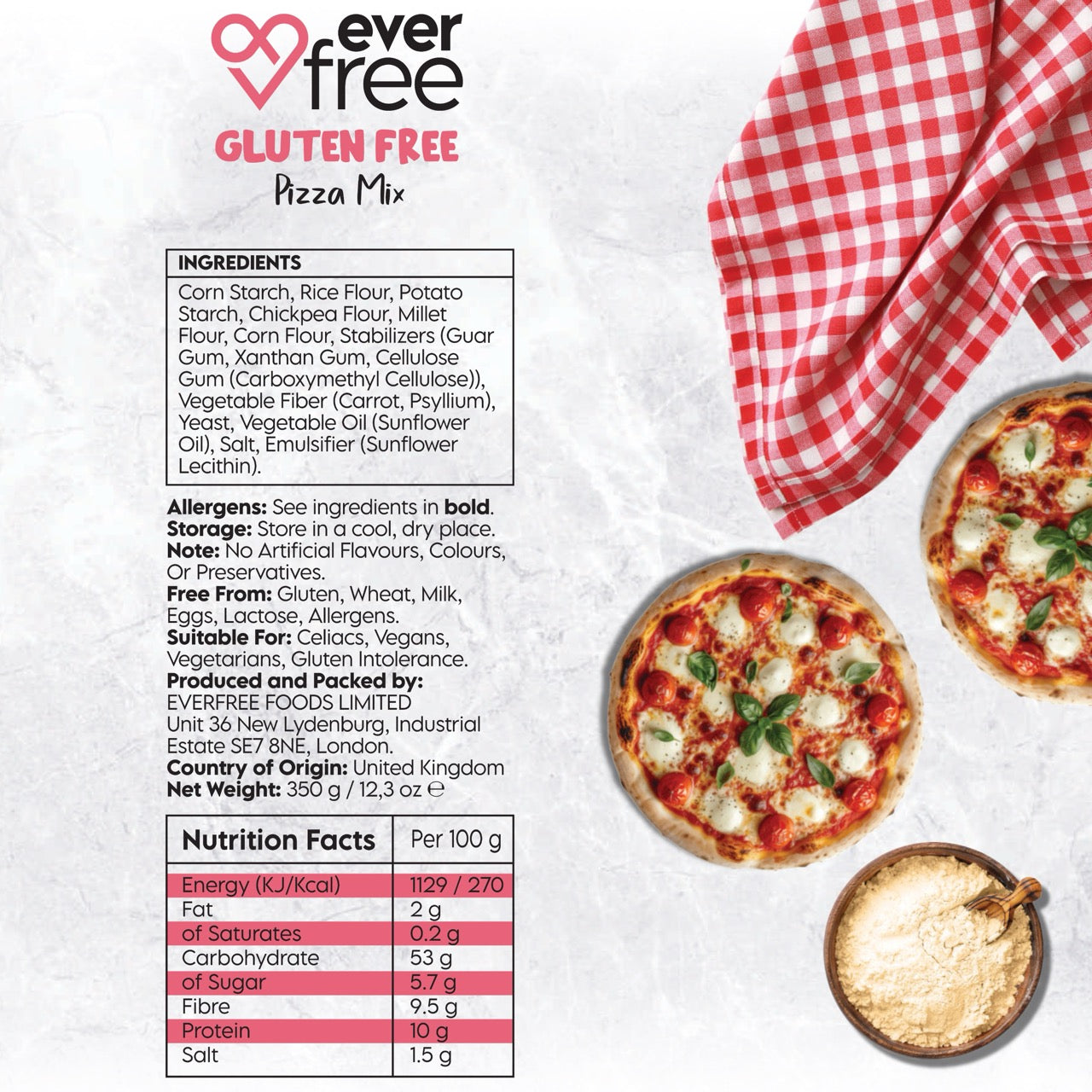 EverFree Gluten Free Pizza Mix 350g - Pack of 3