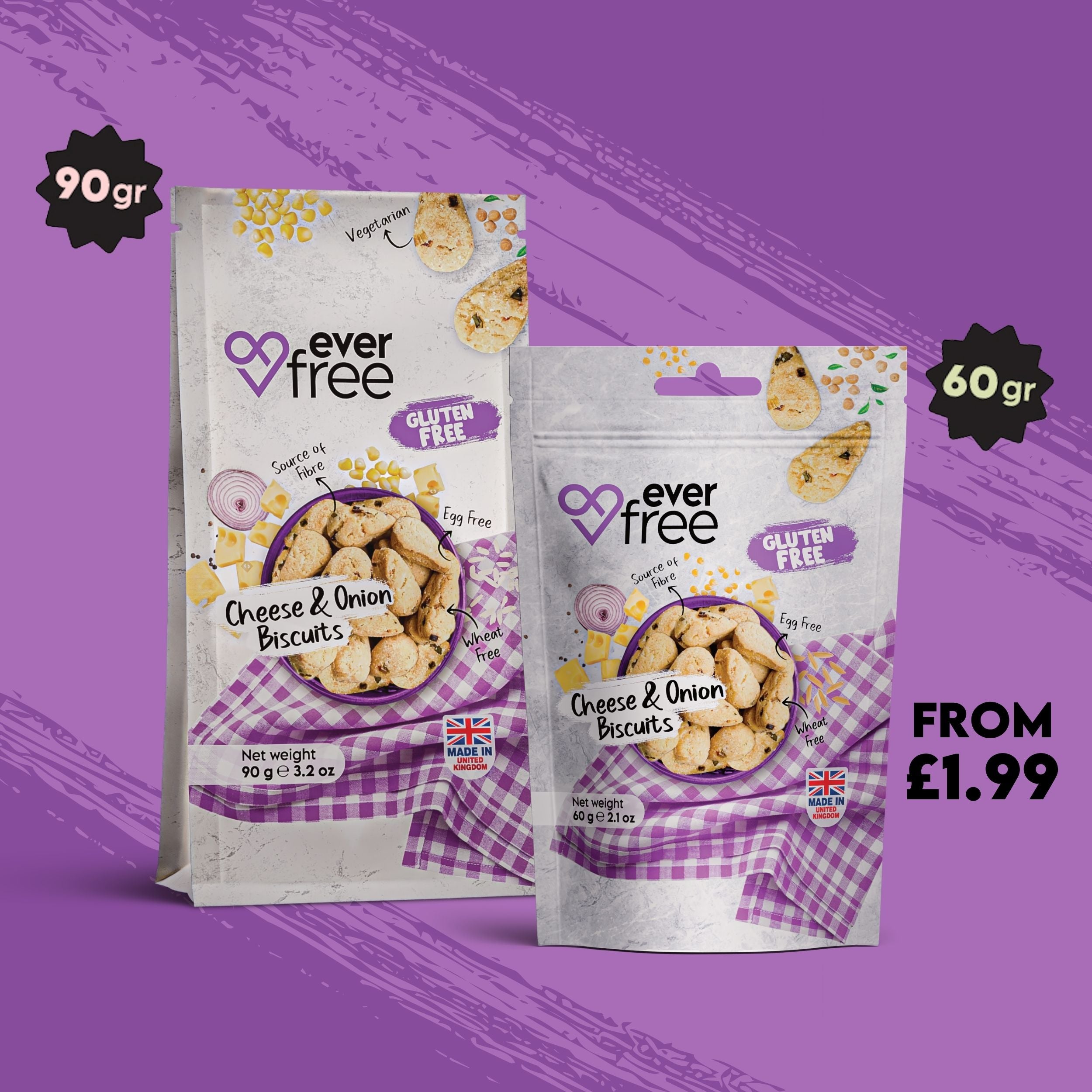 Cheese & Onion Gluten-Free Cookies - 90g | Pack of 3