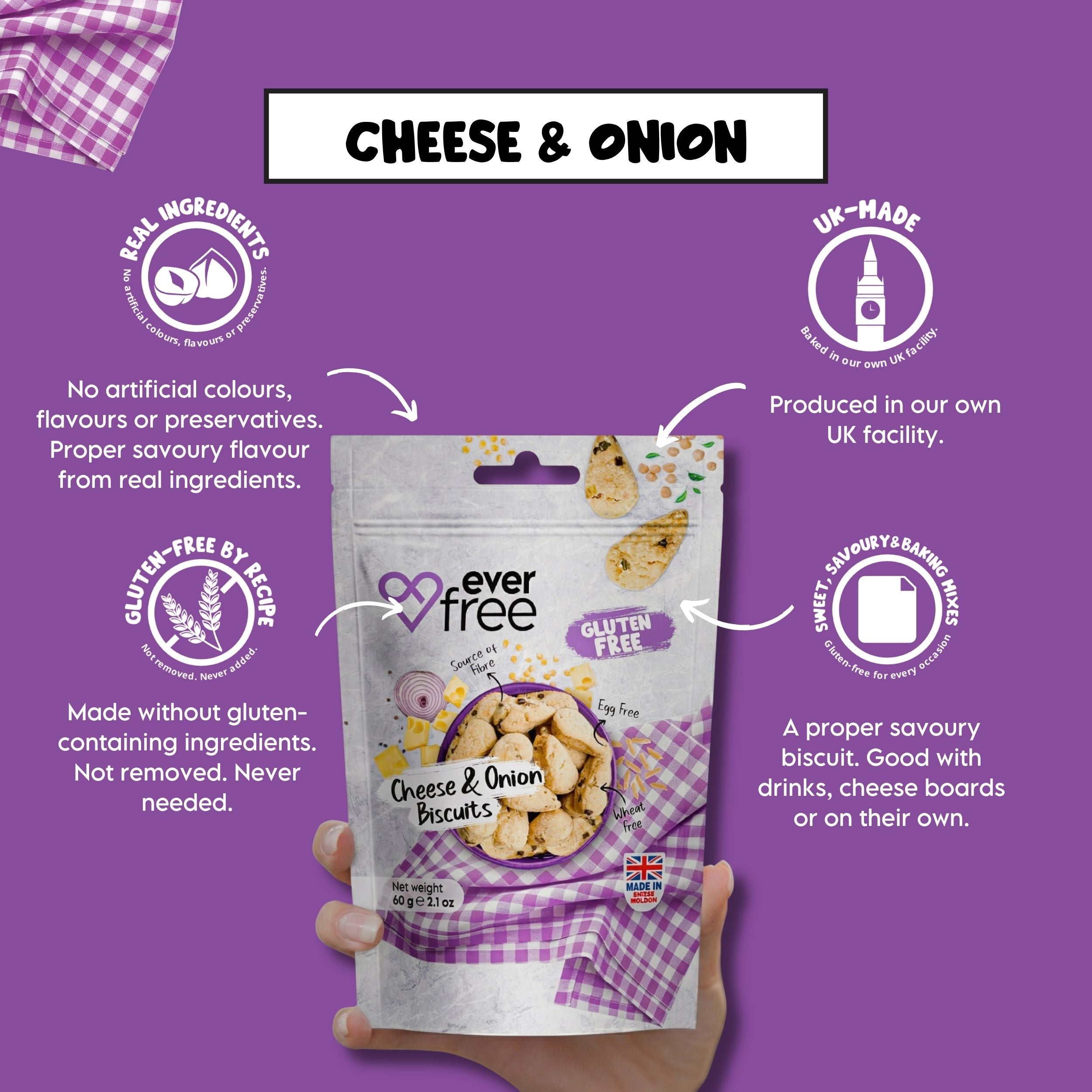 Cheese & Onion Gluten-Free Cookies - 90g | Pack of 3