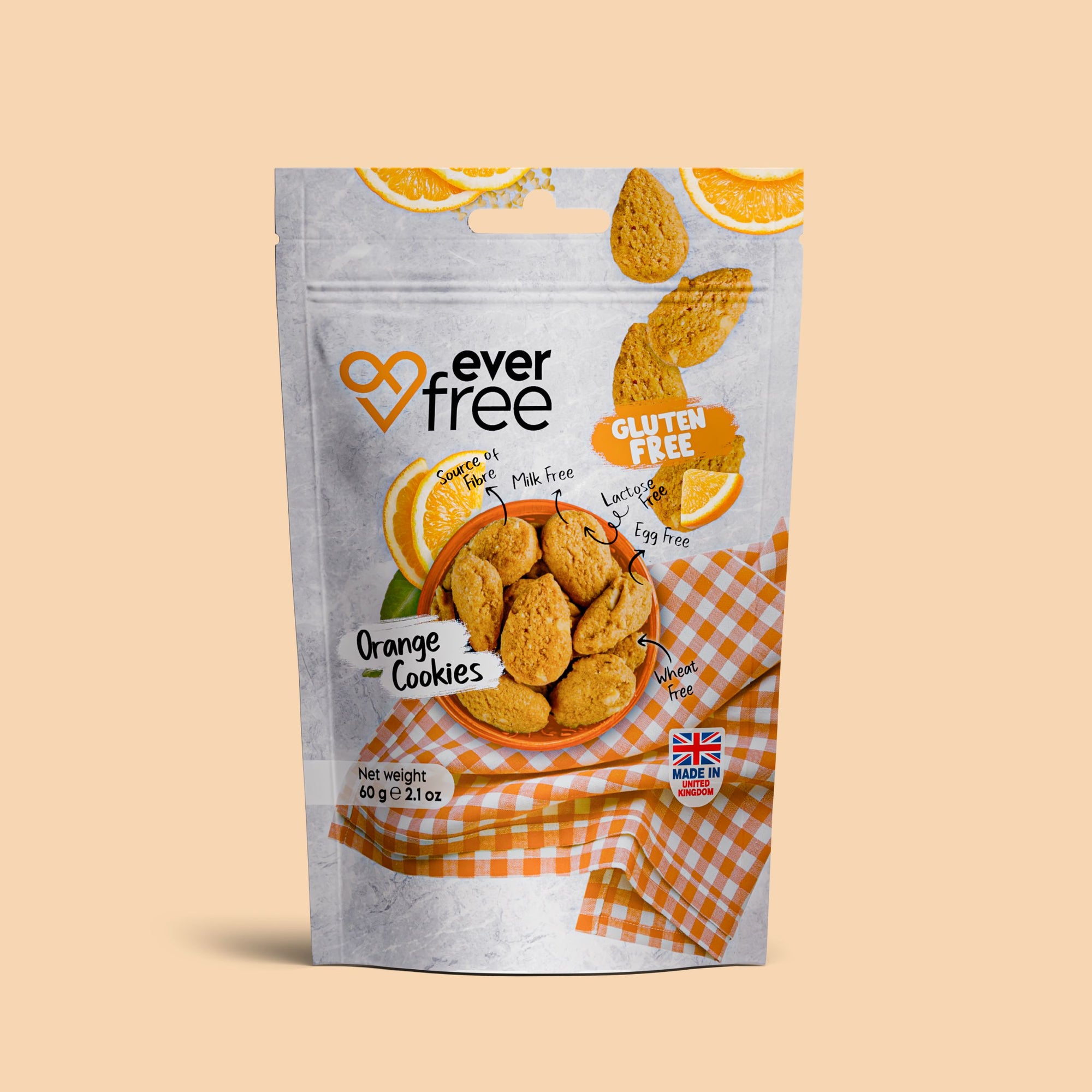 EverFree Orange Gluten-Free Cookies - 90g | Pack of 3