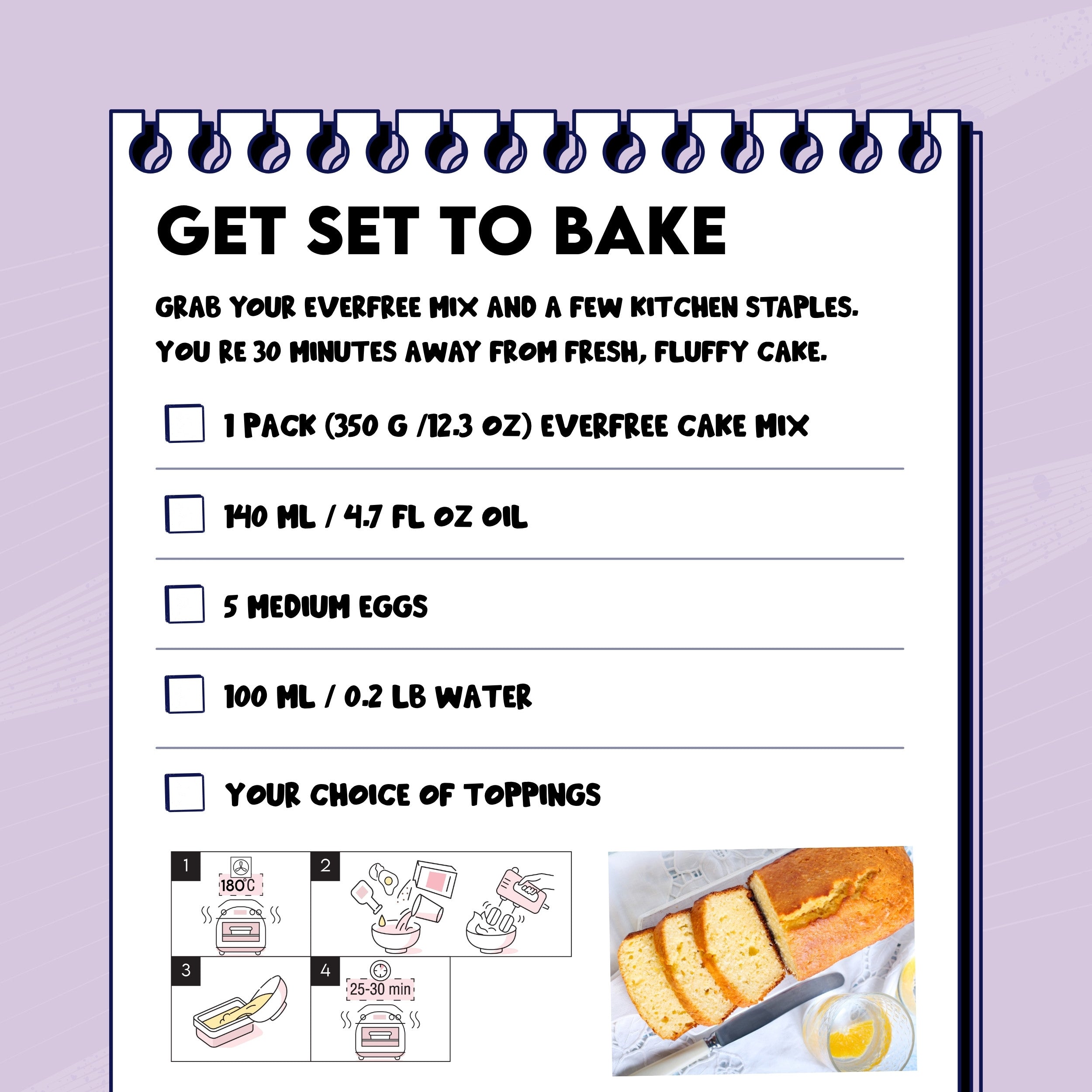 EverFree Gluten-Free Cake Mix - 350g | Pack of 3