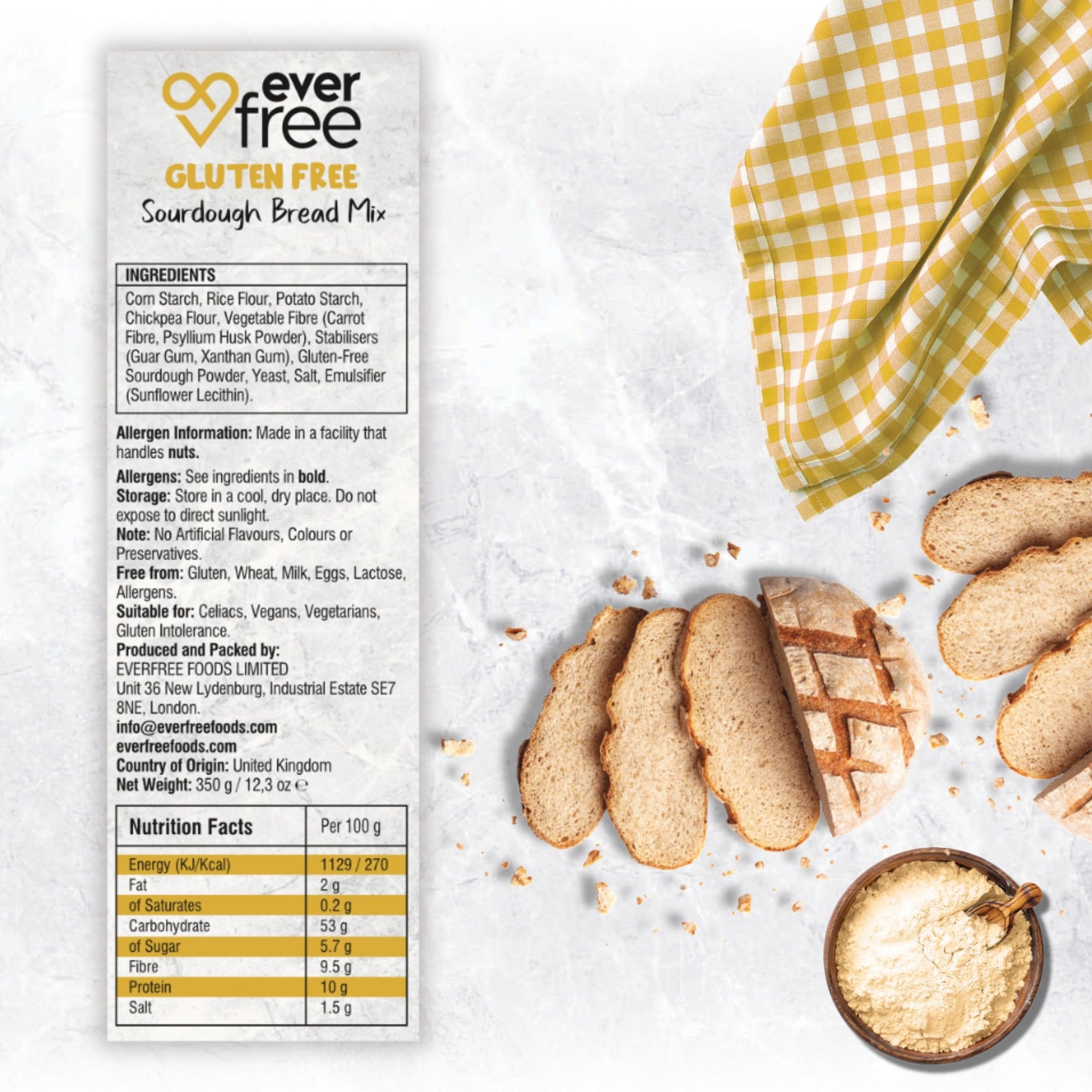 EverFree Gluten-Free Sourdough Bread Mix - 450g | Pack of 3