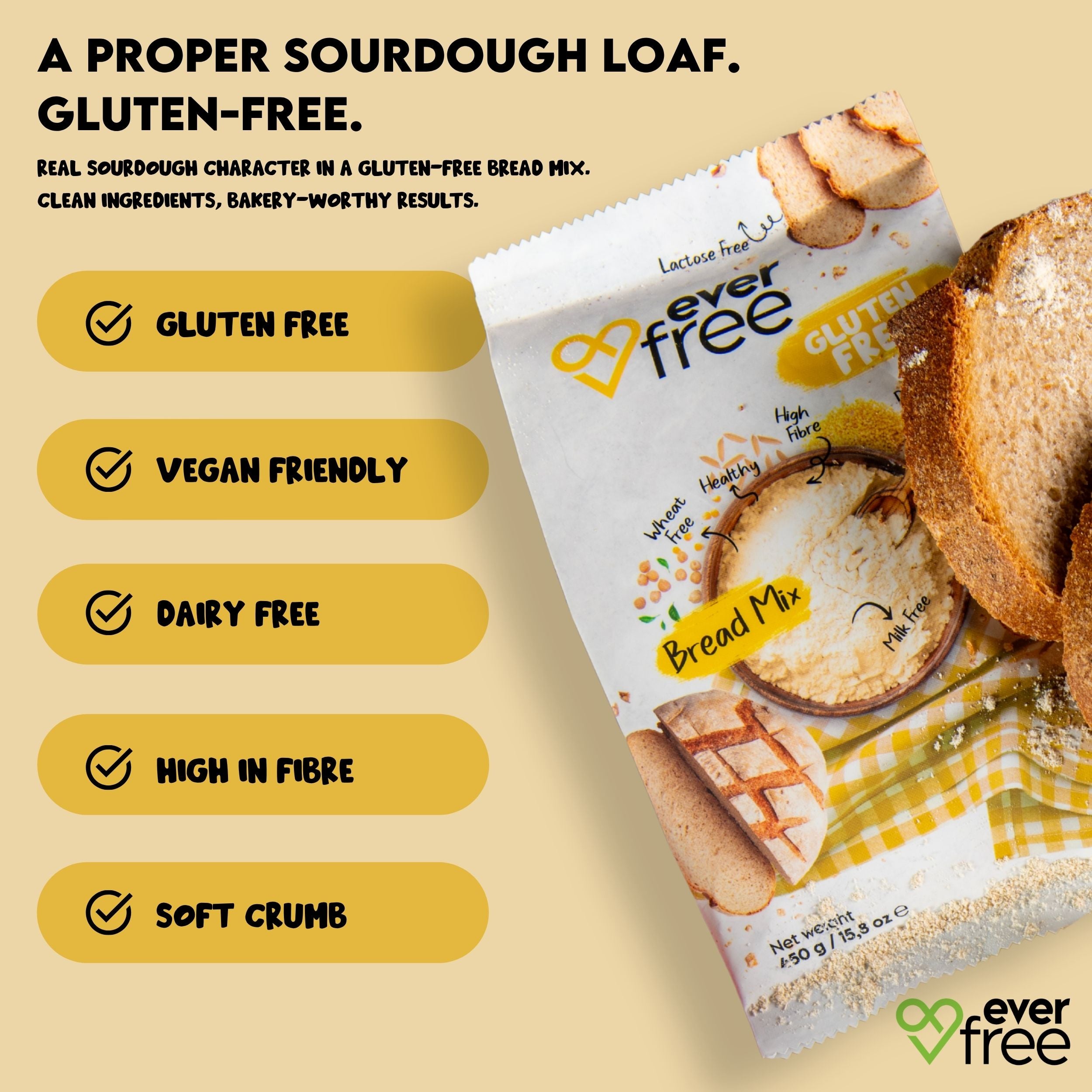 EverFree Gluten-Free Sourdough Bread Mix - 450g | Pack of 3