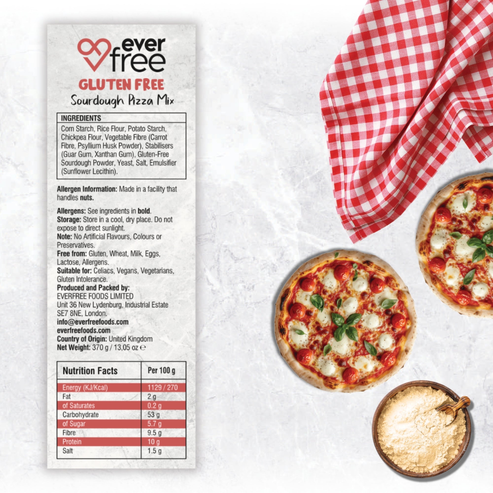 EverFree Gluten-Free Sourdough Pizza Mix - 350g | Pack of 3